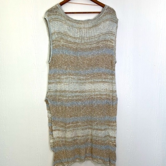 Free People - High Low Sleeveless Boho Stripe Sweater Tunic Size Small - Picture 13 of 14